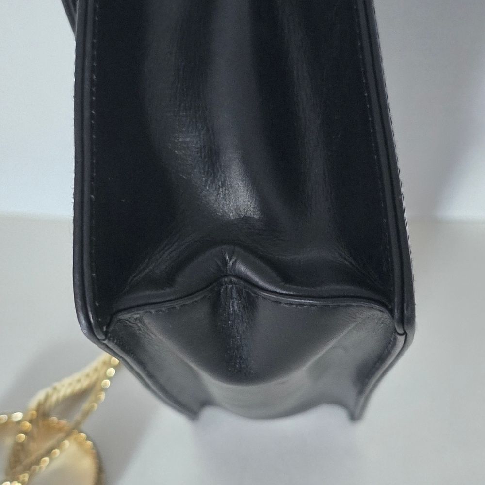Vintage Gucci Black Leather Gold Chain Shoulder Bag - Picture 7 of 14